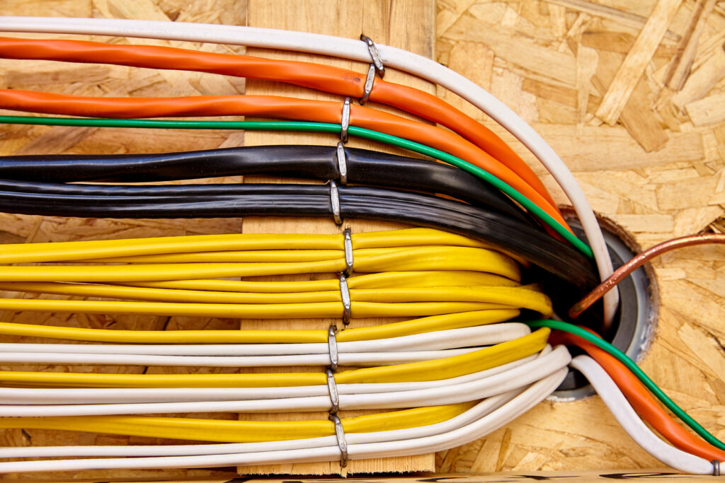 construction building industry electrical branch circuit wiring closeup detail construction building industry electrical branch circuit wiring closeup detail